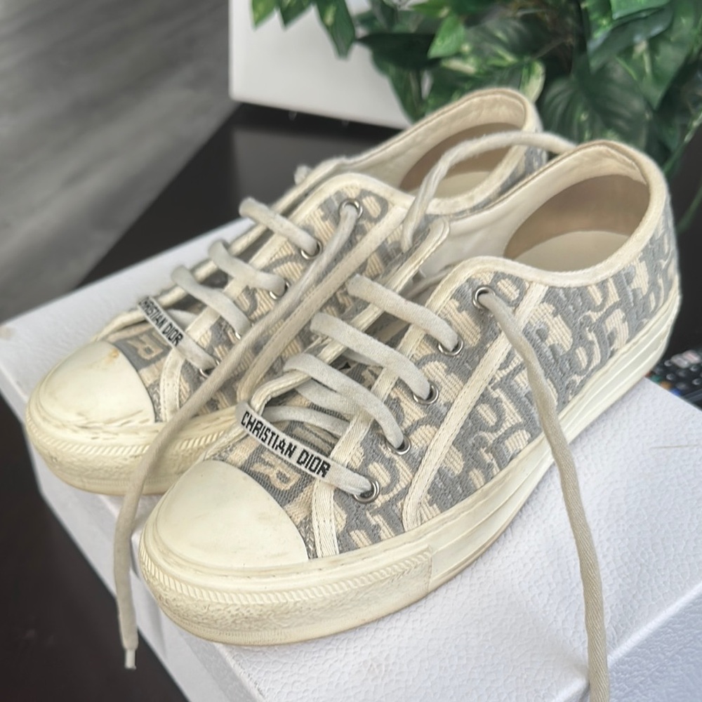 Dior Beige and Cream Monogram Sneakers